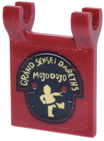 Flag 2 x 2 Square with Gold 'GRAND SENSEI DARETHS MOJODOJO' and Minifigure on Black Mask Pattern on Both Sides (Stickers) - Set 70657