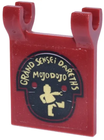 Flag 2 x 2 Square with Gold 'GRAND SENSEI DARETHS MOJODOJO' and Minifigure on Black Mask Pattern on Both Sides (Stickers) - Set 70657