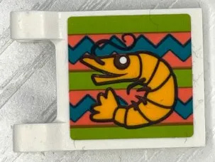 Flag 2 x 2 Square with Flat Edge with Bright Light Orange Shrimp, Lime and Coral Stripes with Dark Turquoise Zigzags Pattern on Both Sides (Stickers) - Set 43185