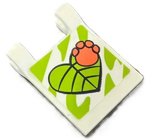 Flag 2 x 2 Square with Flat Edge with Coral Paw Print on Lime Heart Shaped Leaf Pattern (Sticker) - Set 41423