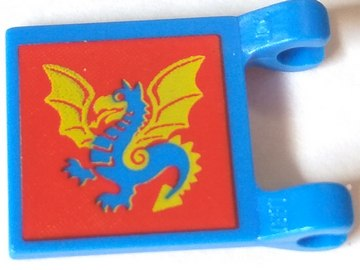 Flag 2 x 2 Square with Red Square and Yellow / Blue Dragon Pattern