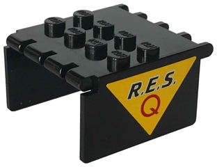 Windscreen 4 x 4 x 2 Canopy Extender with Black 'R.E.S.' and Red 'Q' on Yellow Triangle Pattern on Both Sides (Stickers) - Set 6445