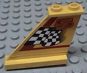 Tail 4 x 1 x 3 with Black and White Checkered Flag, Red Line and Number 5 Pattern Model Left Side (Sticker) - Set 8225