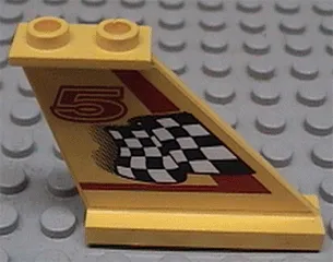 Tail 4 x 1 x 3 with Black and White Checkered Flag, Red Line and Number 5 Pattern Model Right Side (Sticker) - Set 8225