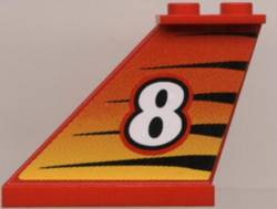 Tail 4 x 1 x 3 with White Number 8 on Tiger Stripes Background Pattern Model Left Side (Sticker) - Set 8229