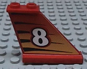 Tail 4 x 1 x 3 with White Number 8 on Tiger Stripes Background Pattern Model Right Side (Sticker) - Set 8229