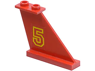 Tail 4 x 1 x 3 with Yellow Number 5 Pattern Model Right Side (Sticker) - Set 6679