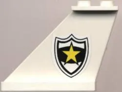 Tail 4 x 1 x 3 with Black and White Police Badge with Yellow Star Pattern Model Left Side (Sticker) - Set 4012