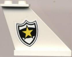 Tail 4 x 1 x 3 with Black and White Police Badge with Yellow Star Pattern Model Right Side (Sticker) - Set 4012