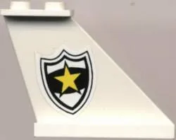 Tail 4 x 1 x 3 with Black and White Police Badge with Yellow Star Pattern Model Right Side (Sticker) - Set 4012