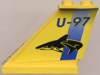Tail 4 x 1 x 3 with Blue 'U-97' and Stripe and Black Shark Pattern on Both Sides (Stickers) - Sets 8250 / 8299