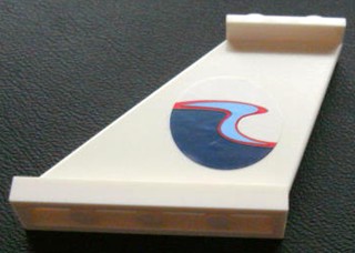 Tail 4 x 1 x 3 with Dark Blue, Medium Blue and Red Wave Pattern on Left Side (Sticker) - Set 4642