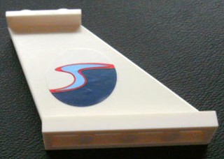 Tail 4 x 1 x 3 with Dark Blue, Medium Blue and Red Wave Pattern on Right Side (Sticker) - Set 4642