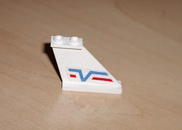 Tail 4 x 1 x 3 with Blue 'V' and Red Line Pattern on Both Sides (Stickers) - Set 6346