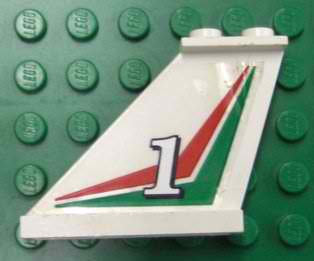 Tail 4 x 1 x 3 with White Number 1 on Red and Green Chevrons Pattern on Left Side (Sticker) - Set 6543