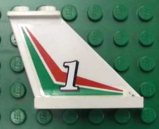 Tail 4 x 1 x 3 with White Number 1 on Red and Green Chevrons Pattern on Right Side (Sticker) - Set 6543