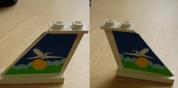 Tail 4 x 1 x 3 with White Airplane over Sun and Clouds Pattern on Both Sides (Stickers) - Set 1818