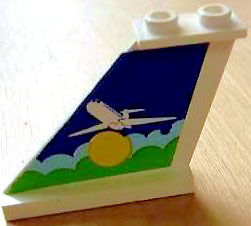 Tail 4 x 1 x 3 with White Airplane over Sun and Clouds Pattern on Left Side (Sticker) - Set 1818