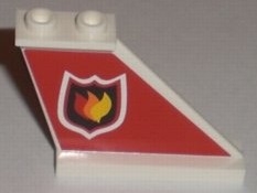 Tail 4 x 1 x 3 with Fire Logo Badge on Red Background Pattern on Right Side (Sticker) - Set 7206