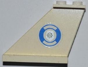 Tail 4 x 1 x 3 with Blue and White Life Preserver and Silver Police Badge Pattern on Left Side (Sticker) - Sets 7287 / 7899