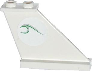 Tail 4 x 1 x 3 with Green and Silver Wave Pattern on Right Side (Sticker) - Set 60014