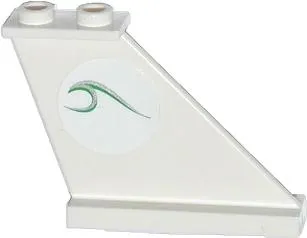 Tail 4 x 1 x 3 with Green and Silver Wave Pattern on Right Side (Sticker) - Set 60014