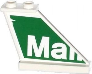 Tail 4 x 1 x 3 with White  'Mall' on Green Background Pattern on Right Side (Sticker) - Set 79120