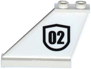 Tail 4 x 1 x 3 with Black '02' Badge Outlined Pattern on Left Side (Sticker) - Set 60129