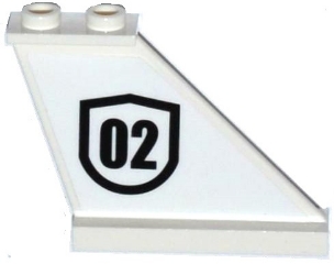 Tail 4 x 1 x 3 with Black '02' Badge Outlined Pattern on Right Side (Sticker) - Set 60129