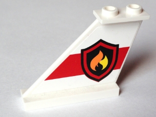 Tail 4 x 1 x 3 with Fire Logo Badge on Red Stripe Pattern Model Left Side (Sticker) - Set 60005