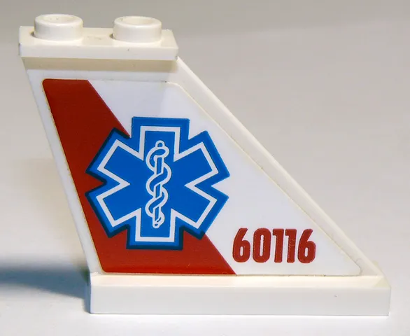Tail 4 x 1 x 3 with EMT Star of Life and '60116' on Red and White Background Pattern on Right Side (Sticker) - Set 60116