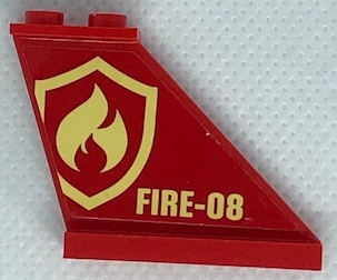 Tail 4 x 1 x 3 with Bright Light Yellow and Red Fire Logo Badge and 'FIRE-08' Pattern on Both Sides (Stickers) - Set 60216