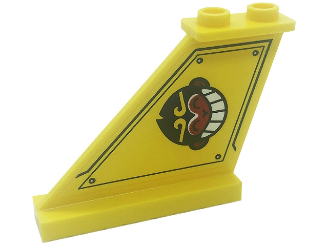 Tail 4 x 1 x 3 with Monkey Head and Silver Dots Pattern Model Right Side (Sticker) - Set 80008