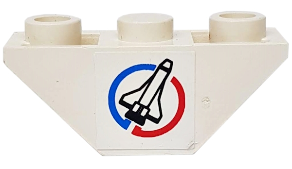 Slope, Inverted 45 3 x 1 Double with Space Shuttle in Blue and Red Circle (Launch Command Logo) Pattern Right (Sticker) - Set 6336