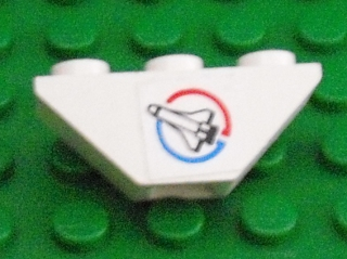 Slope, Inverted 45 3 x 1 Double with Space Shuttle in Blue and Red Circle (Launch Command Logo) Pattern Left (Sticker) - Set 6336