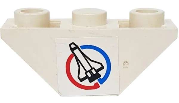 Slope, Inverted 45 3 x 1 Double with Space Shuttle in Blue and Red Circle (Launch Command Logo) Pattern Left (Sticker) - Set 6336