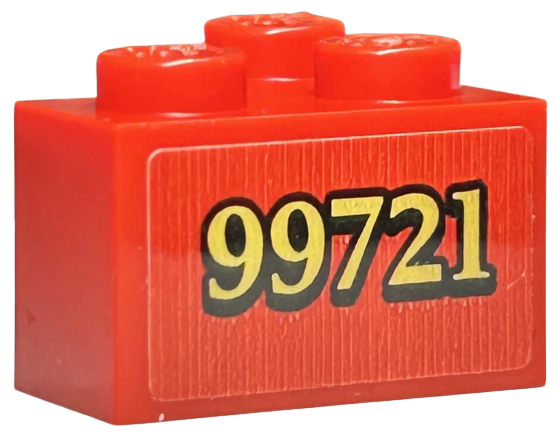 Brick 2 x 2 Corner with Gold '99721' with Black Outline Pattern Model Right Side Pattern (Sticker) - Set 76423