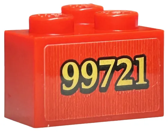 Brick 2 x 2 Corner with Gold '99721' with Black Outline Pattern Model Right Side Pattern (Sticker) - Set 76423