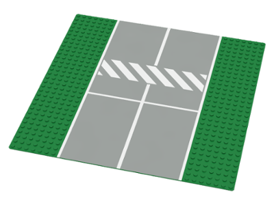 Baseplate, Road 32 x 32 7-Stud Straight with Light Gray Runway with White Lines and Crosswalk Pattern