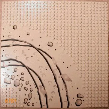 Baseplate, Road 32 x 32 7-Stud Curve with Rocks and Ruts Pattern