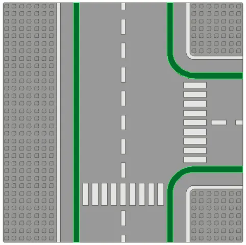 Baseplate, Road 32 x 32 7-Stud T Intersection with Crosswalks Pattern