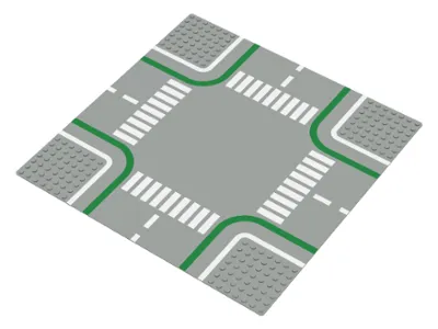Baseplate, Road 32 x 32 7-Stud Crossroads with Road and Crosswalks Pattern