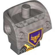 Torso, Modified Oversized with Armor with Pin Holes with Orange and Gold Circuitry #2 and Orange Bull Head on Dark Purple Pentagonal Shield Pattern