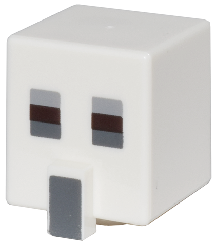 Minifigure, Head, Modified Cube Tall with Raised Rectangle with Pixelated Light Bluish Gray, Dark Brown, and Dark Bluish Gray Eyes, and Dark Bluish Gray Nose Pattern (Minecraft Legends Skeleton)