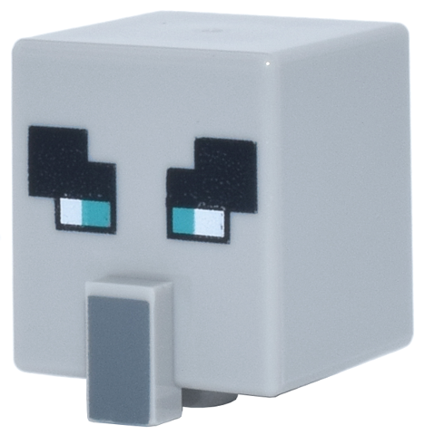 Minifigure, Head, Modified Cube Tall with Raised Rectangle with Pixelated Black Eyebrows, Dark Turquoise Narrow Eyes, and Dark Bluish Gray Nose Pattern (Minecraft Illager / Pillager)