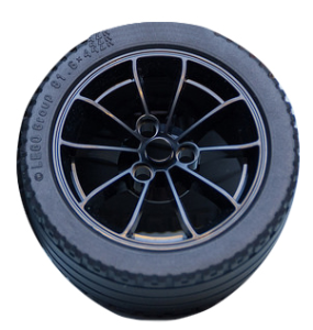 Wheel 62.3mm D. x 42mm Technic Racing Large with Black Tire 81.6 x 44 ZR Technic Straight Tread (23800 / 23799)