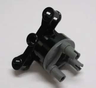 Technic, Steering Axle with 2 Pin Holes and 2 Arms with Axle Holes with Slots with Dark Bluish Gray Wheel Hub 3 Pins Round (23801 / 92909)