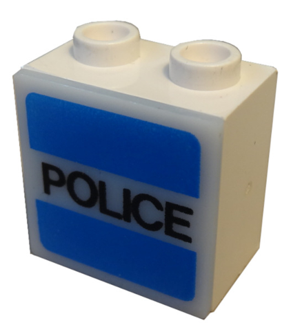 Electric, Light 1 1/8 x 2 x 1 2/3 Cabinet with Lamp Holes (Sign Back) with Milky White Electric, Light 2 x 2 Clip-On Plate with 'POLICE' Pattern (2383 / 2384pb07)