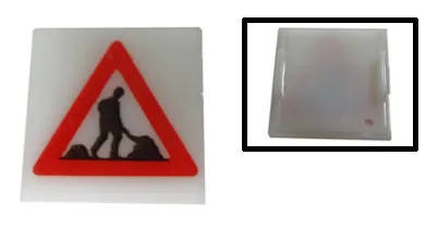 Electric, Light 2 x 2 Clip-On Plate with Men Working Pattern