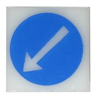 Electric, Light 2 x 2 Clip-On Plate with Blue Circle and White Arrow Pattern